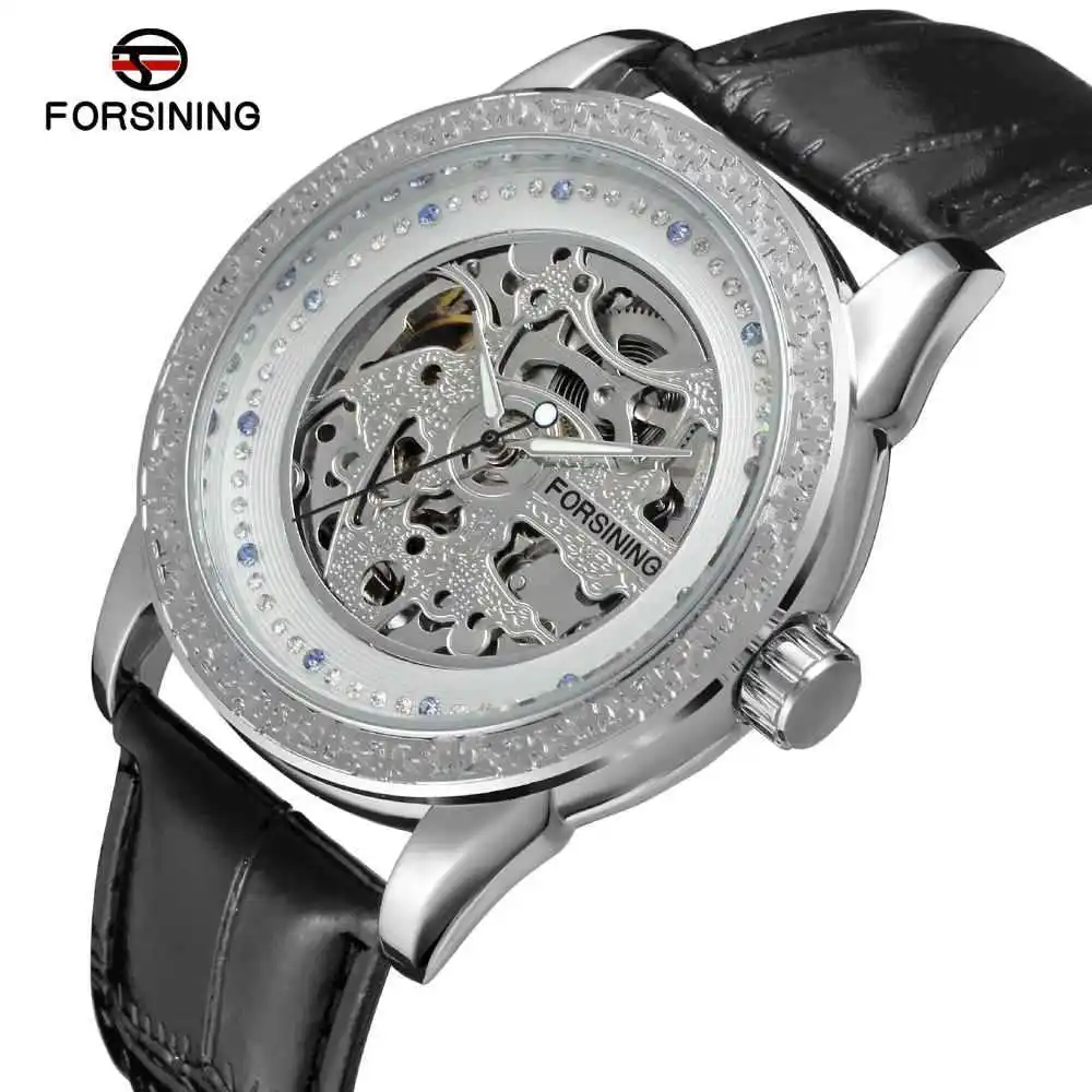 

Winner forsining Fully Automatic 1562 Hollow out Analog Watch Belt Watch