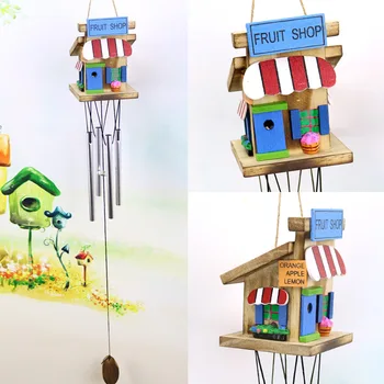 

Windmill Wooden House Pastoral Style Wind Chime Hand-made Door Decoration Home Gift Creative Home Office Bedroom Pendant Ceremon