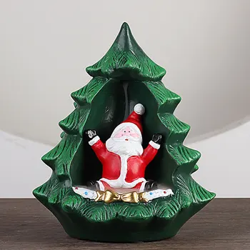 

1pcs Christmas Santa Claus Incense Burner Snowman Xmas Tree Incense Burner Holder Creative Holder for Room Teahouse Home Decor