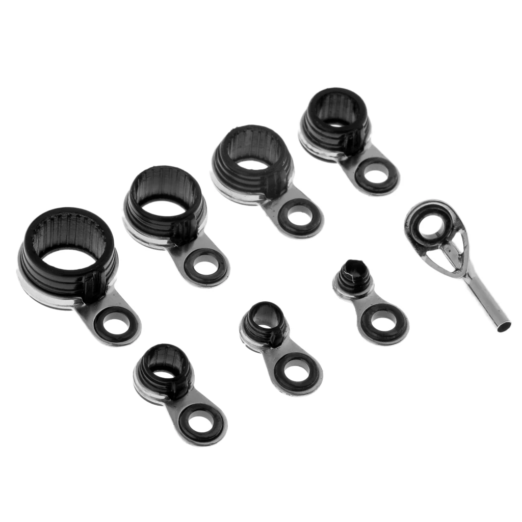 8pcs Durable Fishing Rod Guides Line Rings Rod Building for Rock Rod / Sea Pole Fishing Tools