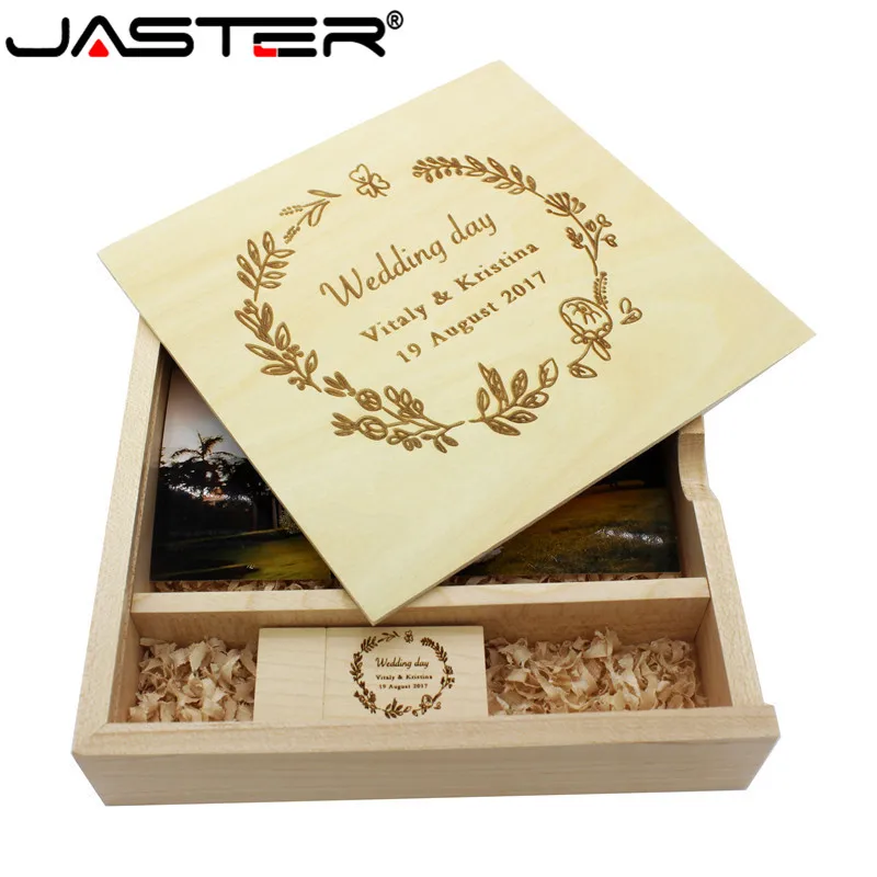 JASTER клен фотоальбом дерево usb + коробка карта памяти Флешка 16 Гб фотография