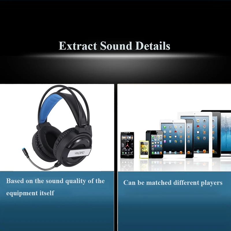 YINDIAO Q3 Headset Wired USB Gaming Headset with Microphone Sound Card Suitable for Laptop