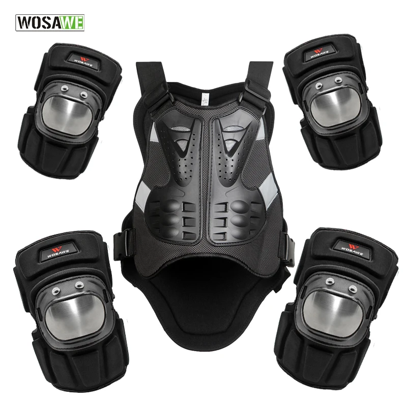 

WOSAWE Snowboarding Jacket Vest Motorcycle Chest Elbow Knee Protection Riding Motocross Racing Vest and Knee Elbow Pads