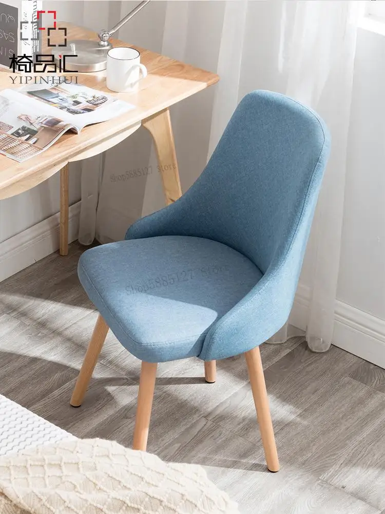 Nordic Dining Chair Home Simple Backrest Makeup Stool Solid Wood Desk Cute Girl Bedroom Student Computer |