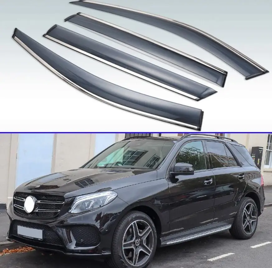 Для Mercedes-Benz GLE clase GLE W166, пластик Наружный козырек вентиляционные Шторы окно Защита от солнца Дождь Отражатель 4 шт