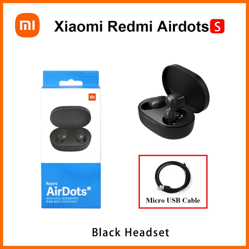 Оригинальные беспроводные Bluetooth наушники Xiaomi Redmi Airdots S TWS быстрая зарядка двойной