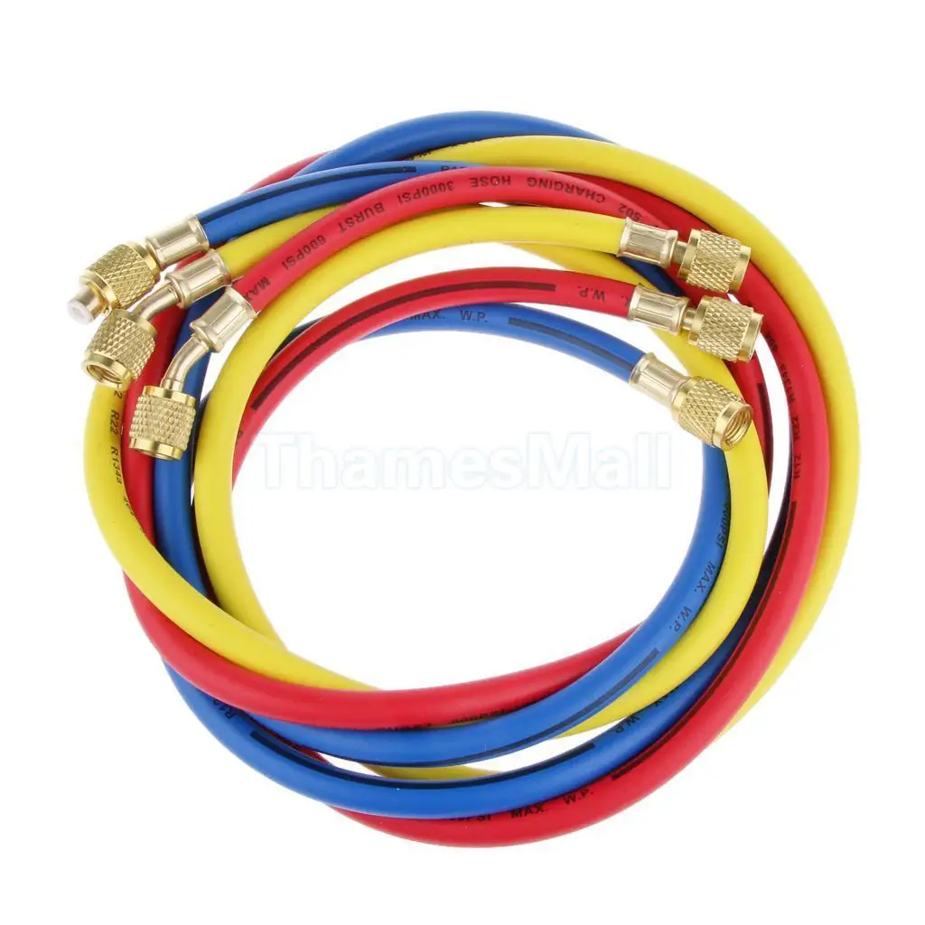 

1Pc R134a R22 R410a Refrigeration Charging Hoses 1/4" SAE Female Manifold Gauge Set For Conditioner Red/Blue/Yellow