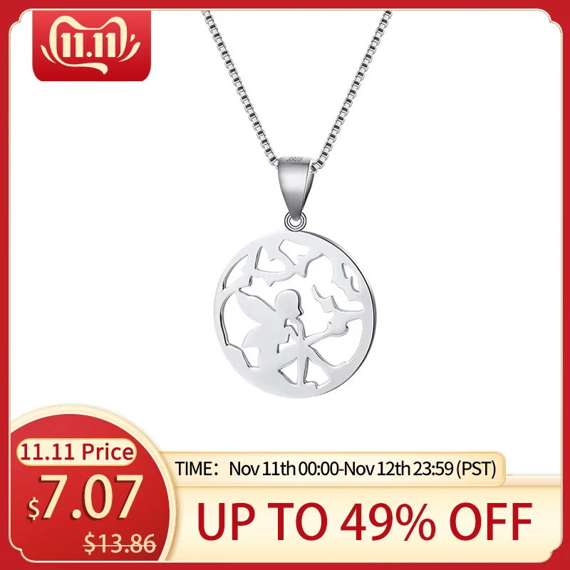 

Effie Queen 925 Sterling Silver Women Necklaces Pendants Original Design Hollow Fairy Shape Pendant Fine Jewelry Gift TSN108