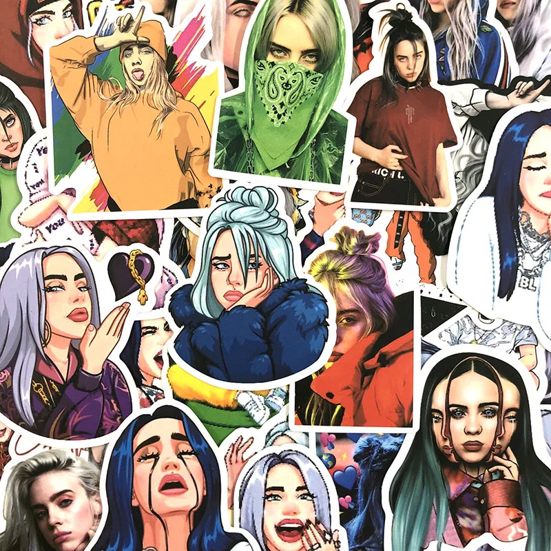 50 шт./компл. Billie Eilish наклейки Bad Guy для холодильника мотоцикла скейтборды ноутбук багаж Pegatinas велосипед игрушка