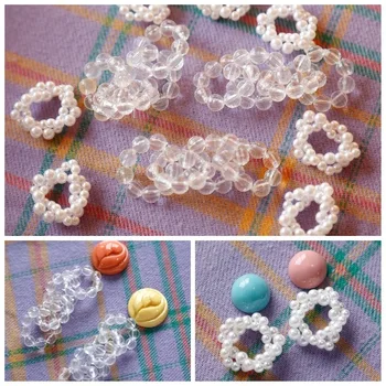

4pcs Beaded Combination of Series 2 Retro Elegant Style Earrings DIY Handmade Accessory Self-Made Material Package