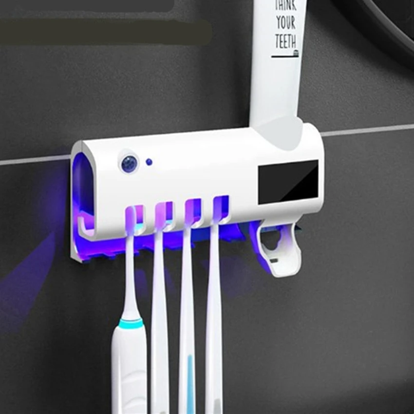 

Solar Energy UV Toothbrush Holder Wall Toothbrush Sterilizer Automatic Toothpaste Dispenser Squeezers Bathroom Accessories