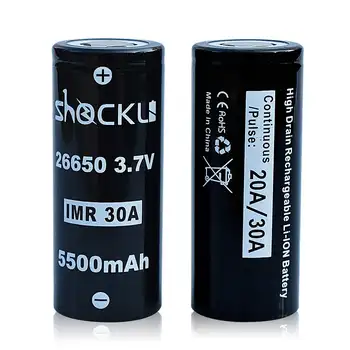 

2PCS 3.7V Shockli IMR 26650 Battery 5500mah 30A Rechargeable Li-ion Battery Flat top Discharge with Case for Flashlight