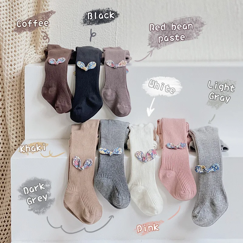 New Fashiion 0-8T Children Cotton Baby Girls Pantyhose Spring Autumn Winter Bowknot TightsKids Infant Knitted Collant Tights