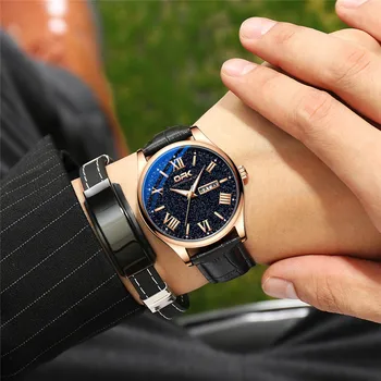 

OPK Fashion Luxury Men Quartz Watch Business Starry Sky Dial Quartz Watch Waterproof Leather Belt Wristwatch Masculino Relogio