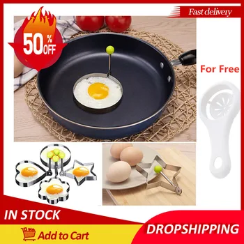 

Fried Egg Shaper Stainless Steel Fried Egg Shaper Pancake Ring Circle Mold Heart Shape Kitchen Tools Accessories Free Shipping