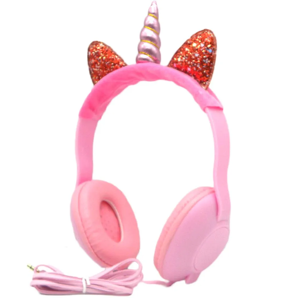 JINSERTA Kids Headphones Unicorns Wired Music Headset with 3.5mm Plug Soft Earmuffs for Smartphone PC Best Gift for Children