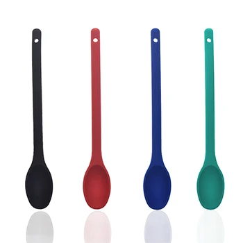 

4 Colors Heat Resistant Baking Silicone Mixing Spoon Easy Clean Nonstick Food Stirring Restaurant Hanging Long Handle Portable