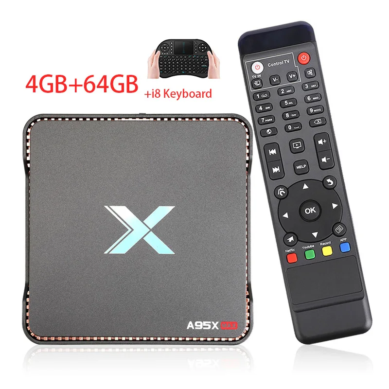 Smart android tv box A95XMAX 4G 64GB Android 8,1 tv box 2,4/5,0G WiFi Bluetooth SSD HDD 1000M видео запись телеприставка ТВ - Цвет: 4G64GI8