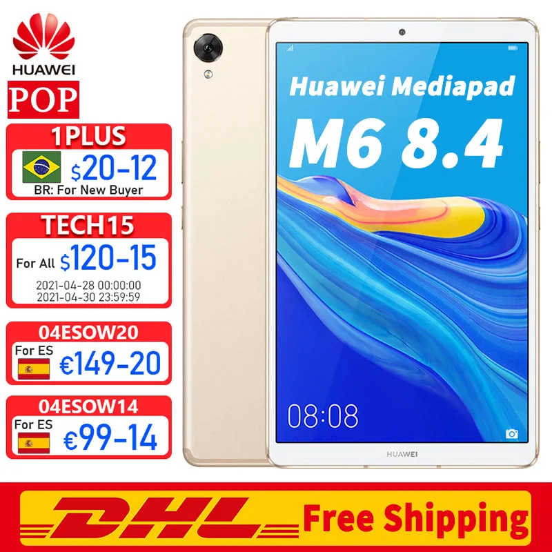 DHL envío gratuito Original Huawei Mediapad M6 8,4 pulgadas Tablet PC Kirin 980 ocho nucleos Android 9,0 GPU Turbo Google Play