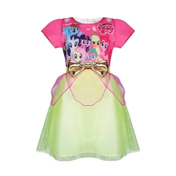 

New Arrival Girls Gold Bow Mesh Princess Dress Color Sofia Baby Pony Baby Girls Dress Kids Show Dress Little Girls Lol Dresses