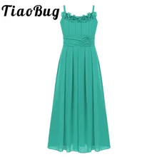 Детская одежда для девочек-подростков шифоновое наборные плечевые ремни для девочек в цветочек платье принцессы для конкурса красоты День рождения Первое причастие летнее платье