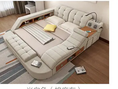  Real Genuine leather bed frame Modern Soft Beds Home Bedroom Furniture camas lit muebles de dormito