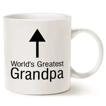 

Funny Grandpa Coffee Mug Christmas Gifts Worlds Greatest Grandpa Arrow Porcelain Cup White Best Birthday Gifts