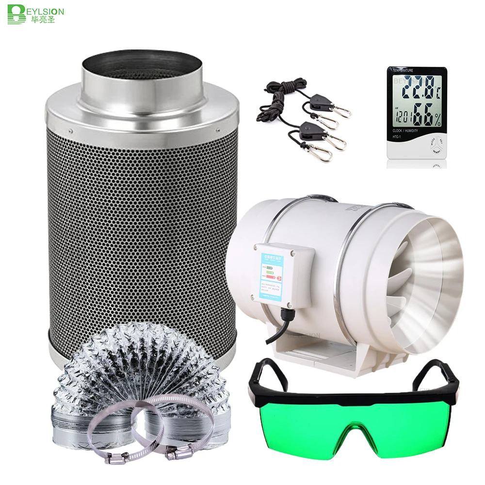 BEYLSION 4/5/6/8/10 Inch Grow Tent Full Kit Centrifugal Fans Activated Carbon Air Filter Set Indoor Hydroponics for Grow Box