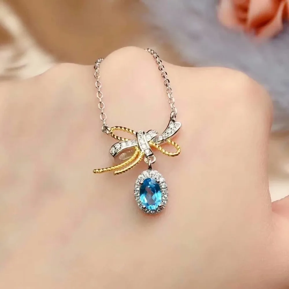 Shilovem 925 Серебряные натуральные Подвески с топазом отправить ожерелье ювелирные изделия Модные Новые оптовые cz0406992agb