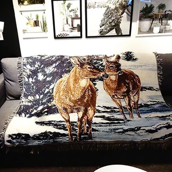 

Brief Style Throw Knitting Leisure Summer Blanket Bedspread Sofa Couch Cover Car Office Nap Throw Home Decoration Deer Blankets