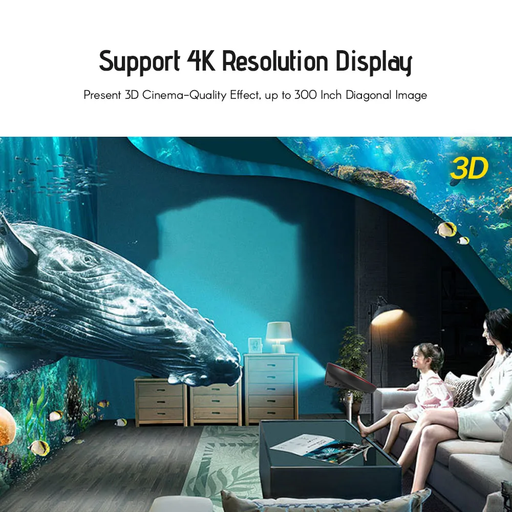 Портативный DLP Android WIFI видео проектор 3D мини домашний кинотеатр двойной HiFi