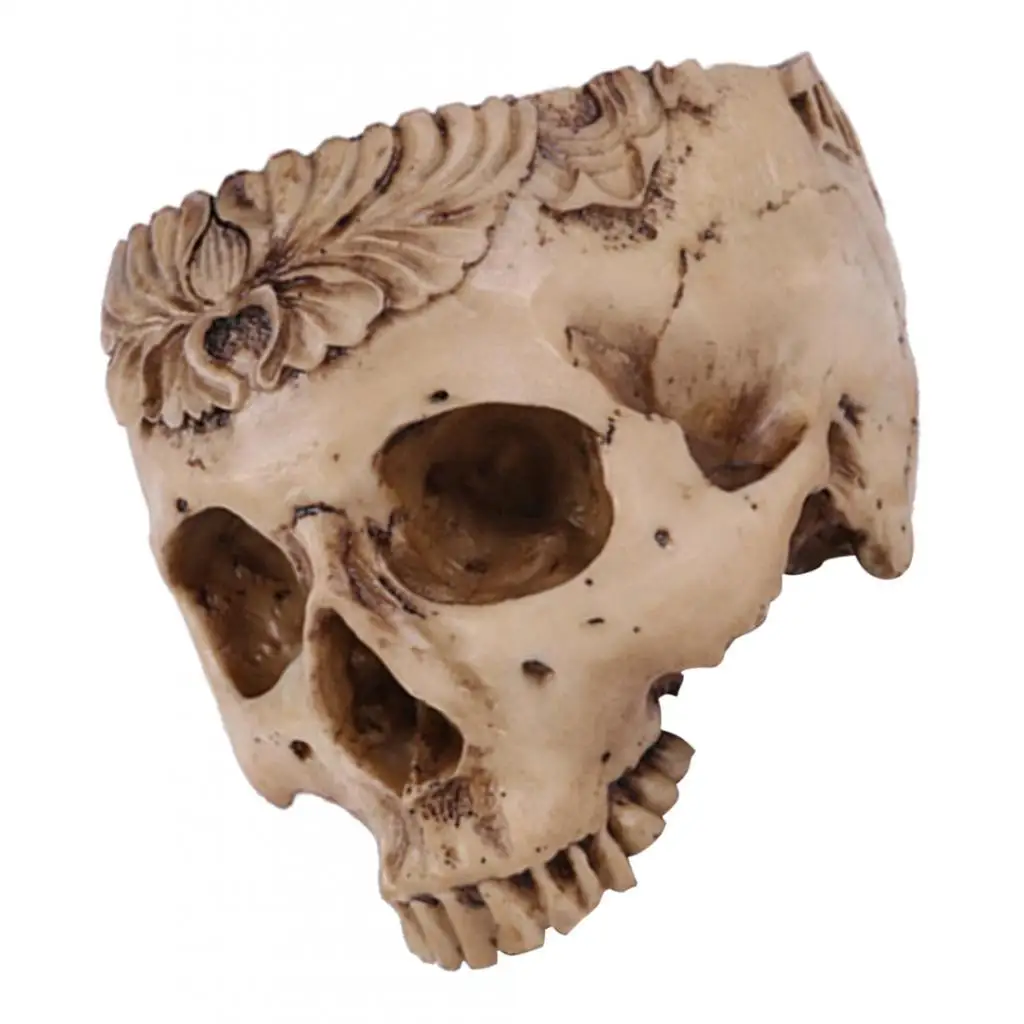 Resin Skull Head Shped Flower Pot Halloween Scene Decoration 