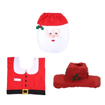

Christmas Toilet Decoration Three-Piece Set Non-Woven Toilet Cover Foot Pad Cistern Cover Toilet Three-Piece Set