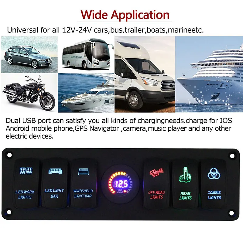 12 V/24 V автомобильный переключатель Панель светодиодный универсальный переключатель для лодки