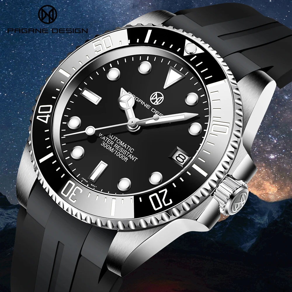 US $139.99 PAGRNE DESIGN New Sport Automatic Watches 300m Waterproof Diving Professional Watch For Men Sapphire Glass Mechanical Wriswatch