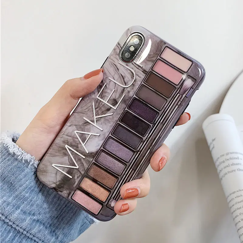 Макияж тени для век Палитра чехол для телефона для iphone XS Max XR XS 11 11Pro Max для iphone 6 6s 7 8 plus Мягкий силиконовый чехол