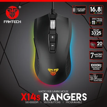 

FANTECH X14S Optical Adjustable 10000DPI 7D Macro Professional Wired Gaming Mouse for Mouse Gamer Essential Ergonomic Mouse
