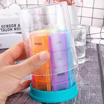 

Portable Tablet Pill Box Holder 28 Grid Weekly Medicine Storage Organizer Case Pill Dispenser