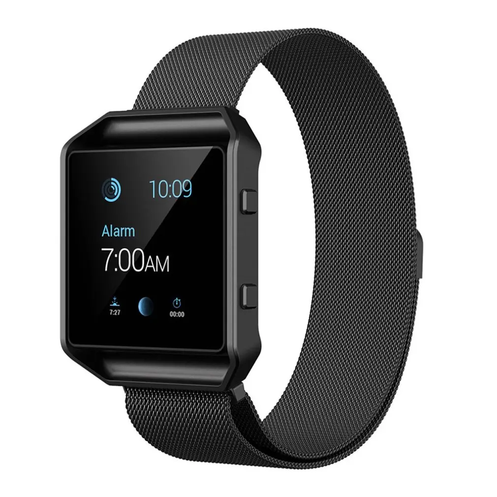 Сетчатый ремешок, металлический каркас для Fitbit Blaze, ремешок для часов, нержавеющая сталь, черный, розовый, золотистый, серебристый, магнитная застежка, браслет