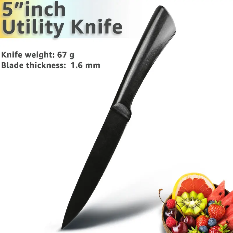 5 in utility Knife Кухонный нож из нержавеющей стали с антипригарным покрытием X50CRMOV15, универсальный нож, нож шеф-повара, нож, нож для приготовления мяса, овощей, резак - Цвет: 5 in utility Knife