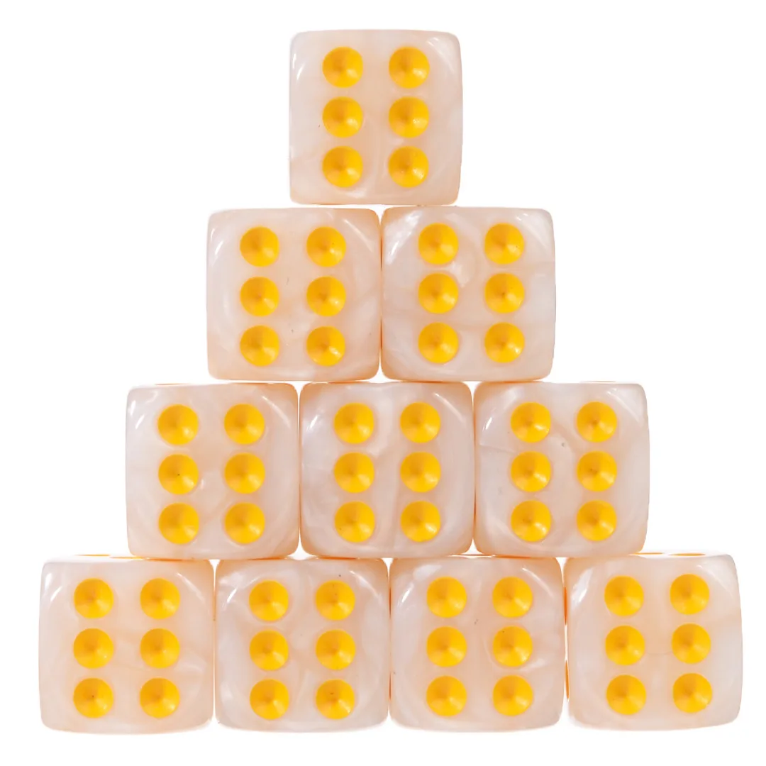 Hot 10pcs Round Corner Pearl Gem Dice 6 Sided 16mm Dice Playing Table Board Bar Games Party Funny Tools Entertainment Supplies