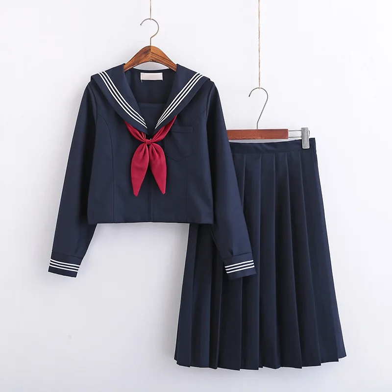 Large-Size S-5XL 8 Sizes Japanese JK Uniforms School Dresses For Girls Navy Blue Sailor Suit Jacket Middle School Uniforms Suits 2