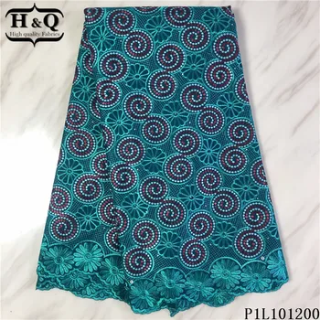 

H&Q popular swiss lace fabric embroidery with stones and rhinestones 5 yards/pcs african dry lace 100% cotton fabrics for sewing