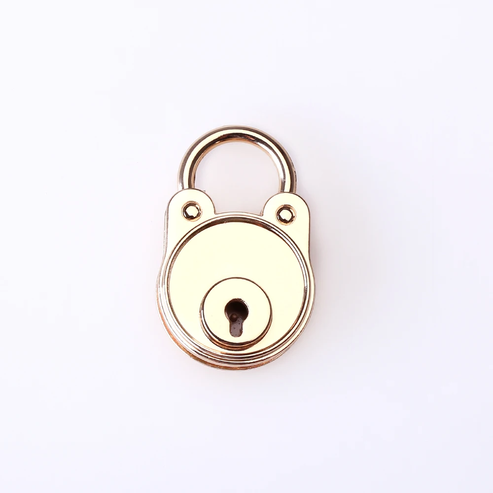 1 piece of bear-shaped metal mini padlock, small suitcase key box lock and key box suitcase decoration accessories in 4 colors