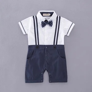 

Summer Wear Infant Childrenswear BOY'S Gentleman Romper Suspender Strap Short Sleeve Onesie/Crawling Clothes