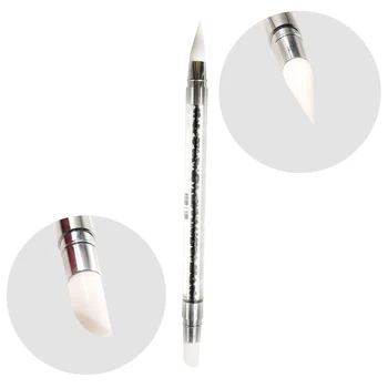 

Nail Brush 5PC New Double Way Rhinestone Nail Art Brush Pen Silicone Head Carving Dotting Tool for Women DIY Brush
