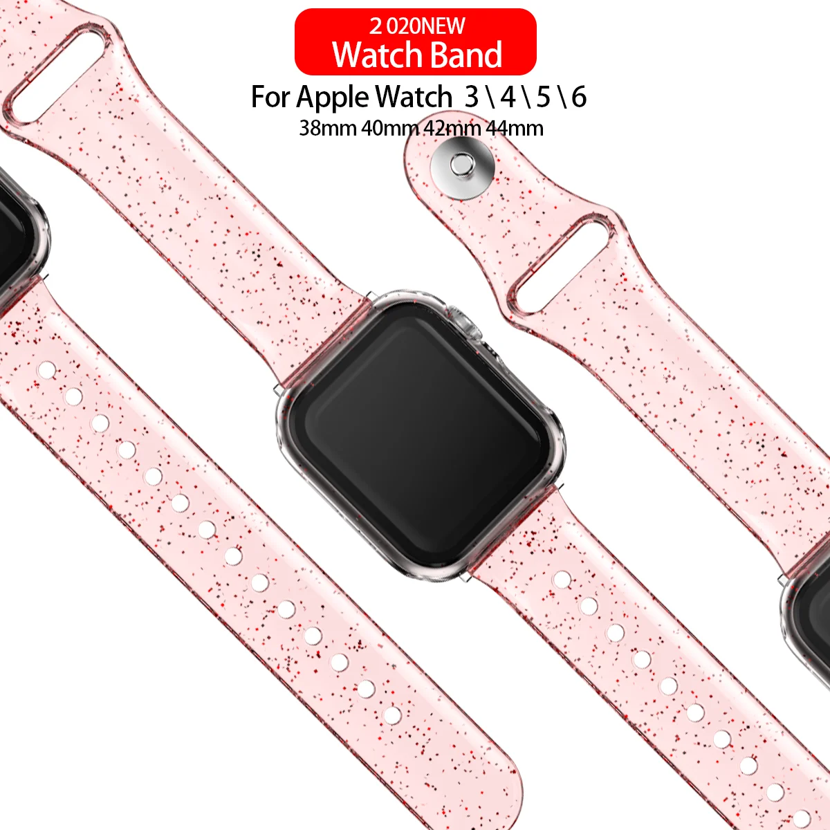 Soft Silicone Bands for Apple Watch Strap 45mm 41mm 44mm 40mm42mm38mm Glitter Women Sports Wristband for iWatch 7/6/5/4/3/2/1/SE