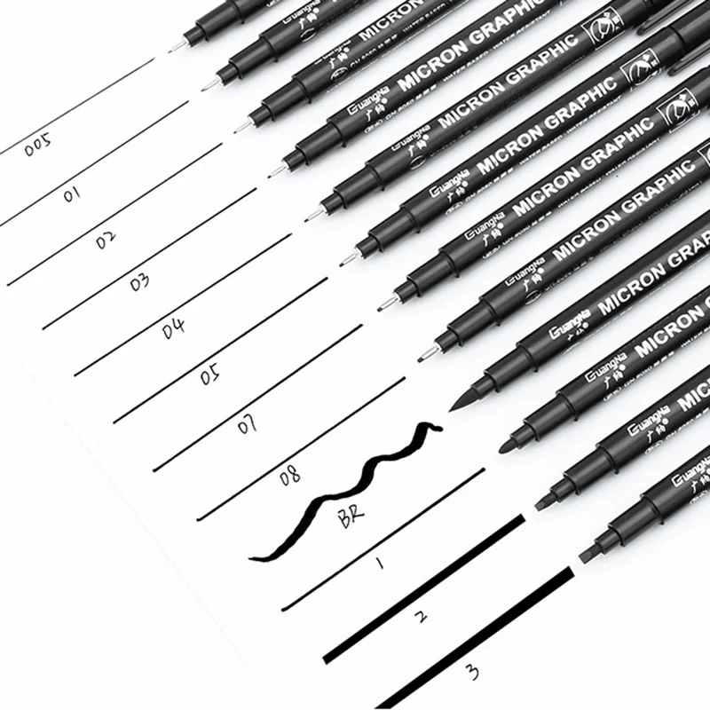 6/9/12 Colors Waterproof Pigment Marker Pen Manga Drawing Set Fine