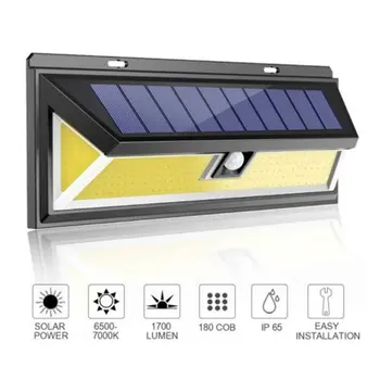 

180 Led Outdoor LED Solar Panel Powered Porch Light PIR Motion Sensor Waterproof IP65 Wall Lamp Modern LED Lighting