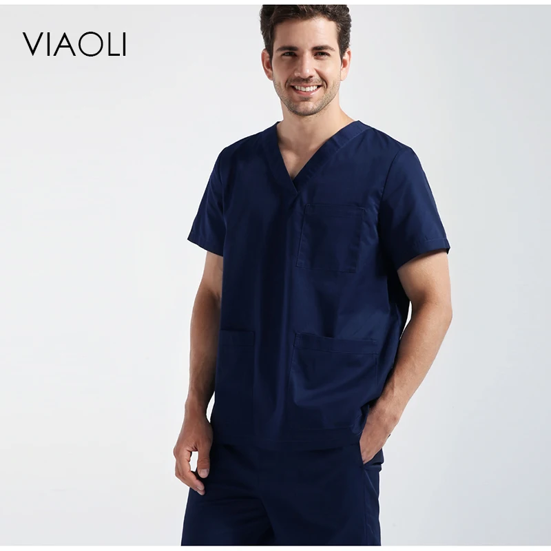 Viaoli Summer Premium Grey Medical Scrub Suit Hospital Uniforms Beauty Salon Dental Clinic Work Uniforms, Breathable
